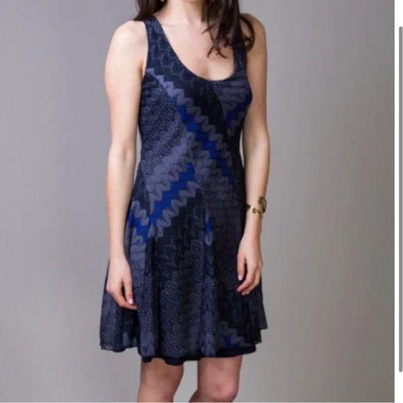 Free People My One & Only Mini Dress (GUC; Blue/Black; Sz. Large) - Picture 5 of 7